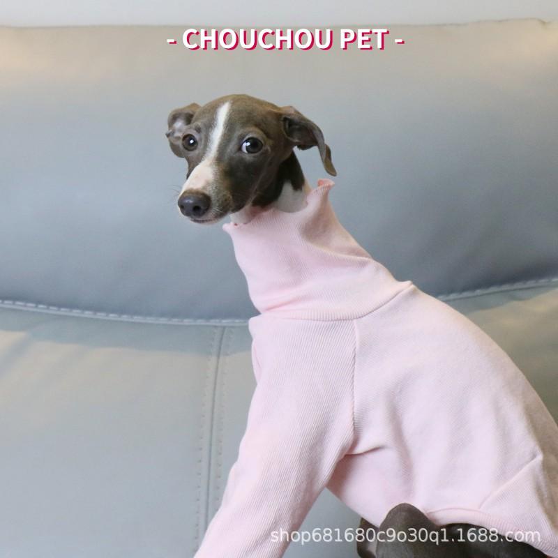 Soft Cotton High-Neck Pet T-Shirt Whippet Italian Greyhound Bedlington Terrier Pink Base Layer