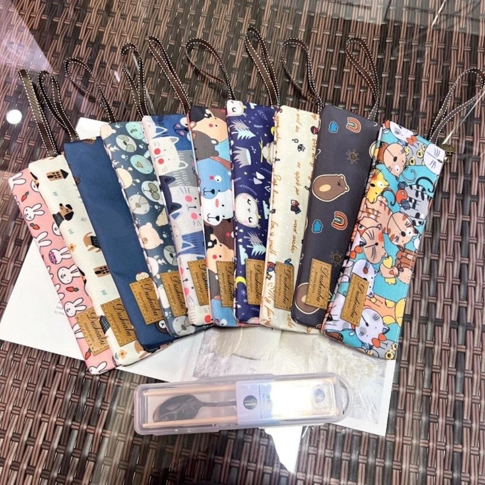 Zipper Closure Tableware Pouch Oxford Art Pencil Case New Pen Bag Outdoor Travel