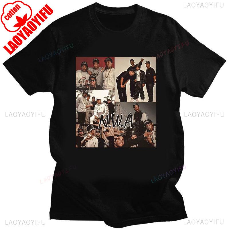 Прямиком из КОМПТОНА Мужская модная хлопковая футболка Черная Классический постер к фильму Графическая футболка Уличная одежда Летняя мужская одежда Подарок