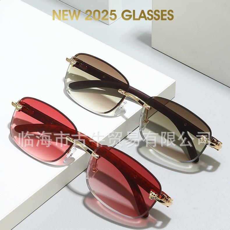 Frameless Sunglasses Personalized Leopard Square Glasses Men'S And Women'S Sunglasses