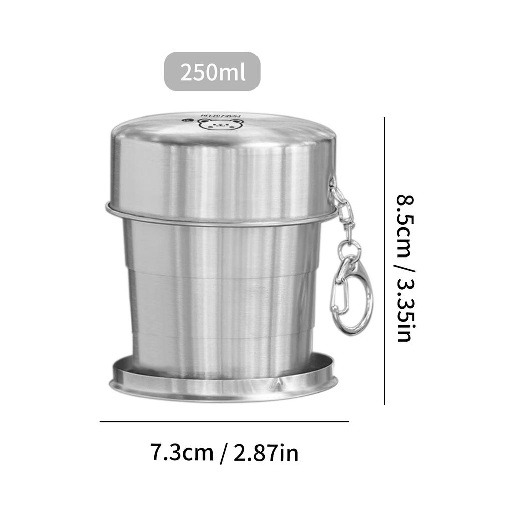 Складной стакан из нержавеющей стали 304, портативный, телескопический стакан для кемпинга, дорожная кружка, выдвижной складной стакан с брелоком