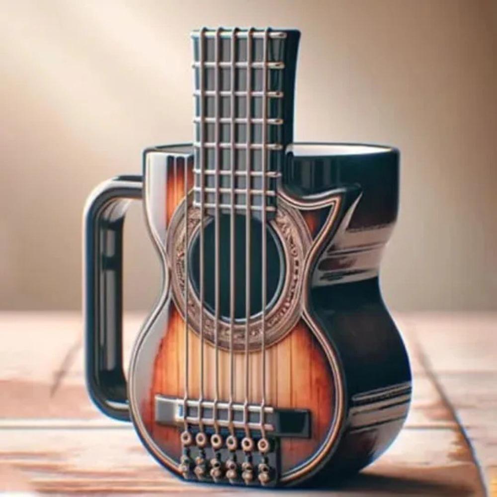 Resin Guitar Shaped Coffee Cup Durable Water Cup  for Desktop Ornament