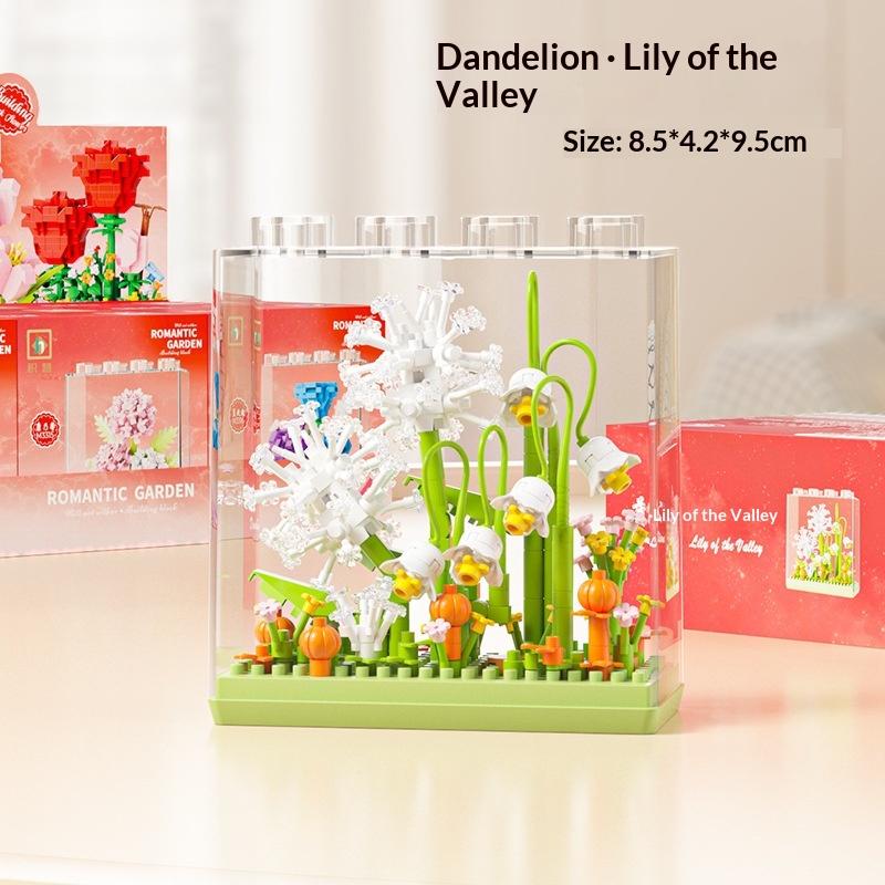 Bouquet Sunflower Potted Plant Micro Building Eternal Flower Model Diy Home Desk Decoration Brick Toys Gift