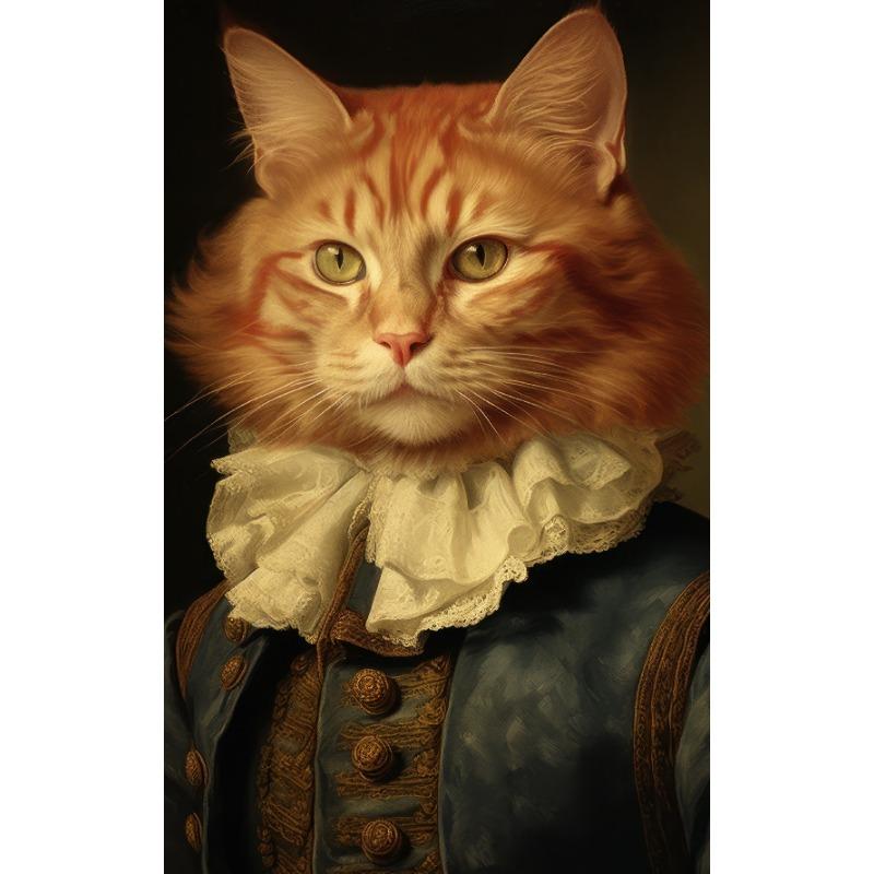 Retro Renaissance Animal Portrait Poster Fox Black Cat Lion Owl Royal Pet Canvas Painting Funny Wall Art Living Room Home Decor