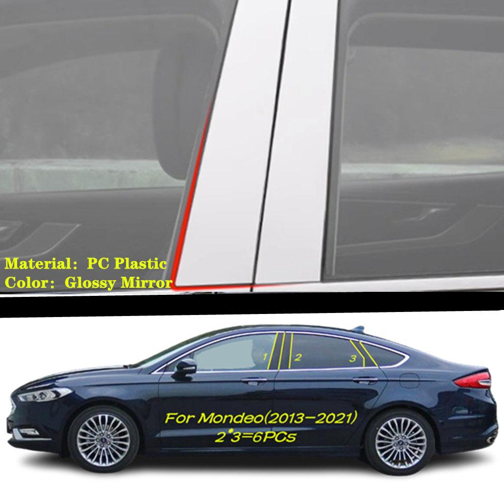 Car TPU/Glossy Mirror Pillar Post Cover Door Trim Window Piano Black Molding Sticker For Ford MONDEO MK4 2013 2014 2015-2025