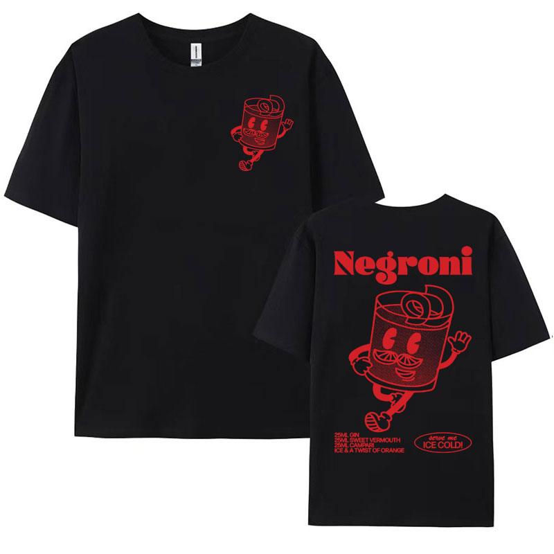Negroni Cocktail Drink Funny Meme Graphic Tee Shirt Men Womens Harajuku Cartoon Aesthetic Tshirt Oversized 100 Cotton T Shirt