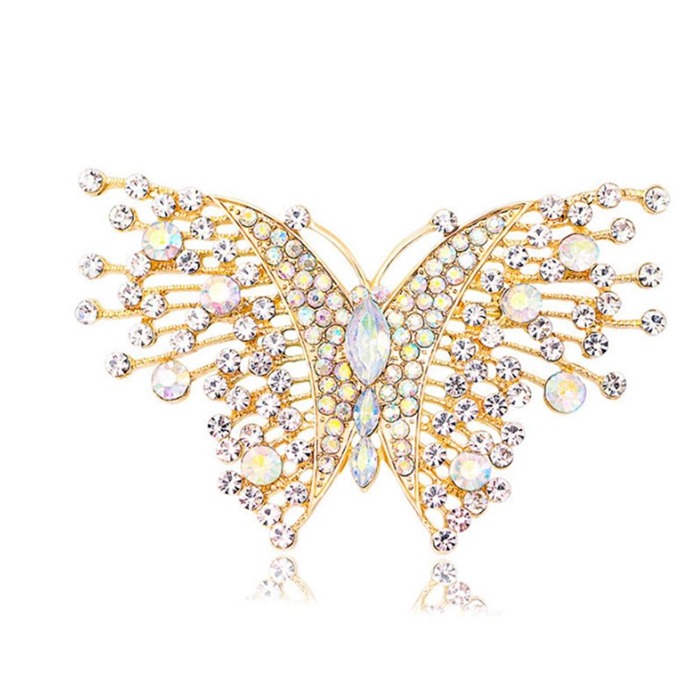Fashionable butterfly colorful zircon brooch, anti-exposure pin for women, metal button to fix clothes, wedding party gift