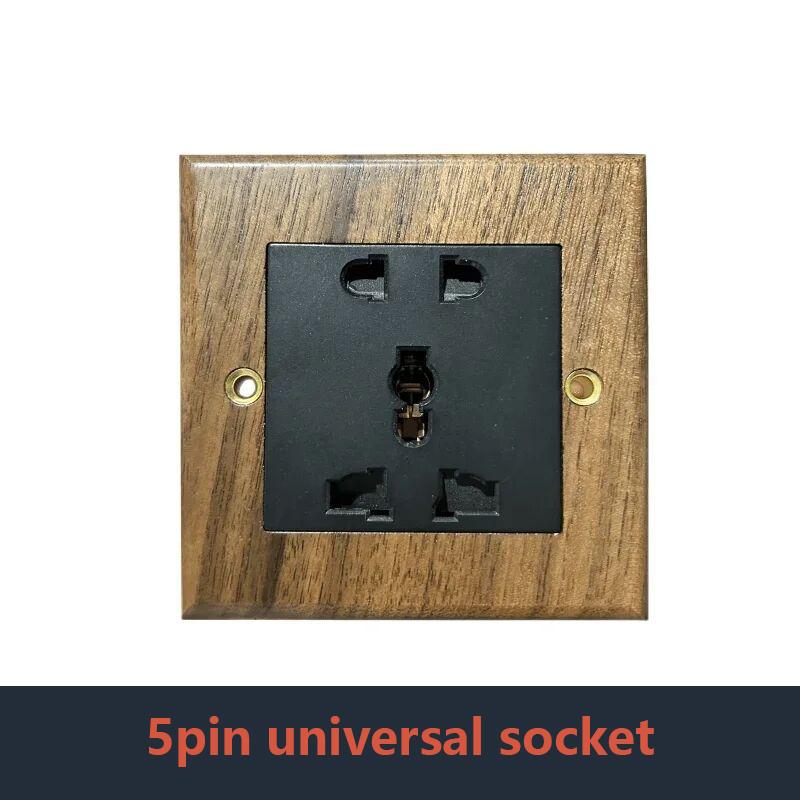 Retro Uk 13A Wall 2gang2way Light Switch,antique Villa High Power USB C Fast Charging Solid Wood Socket,home Speed Dimming Panel