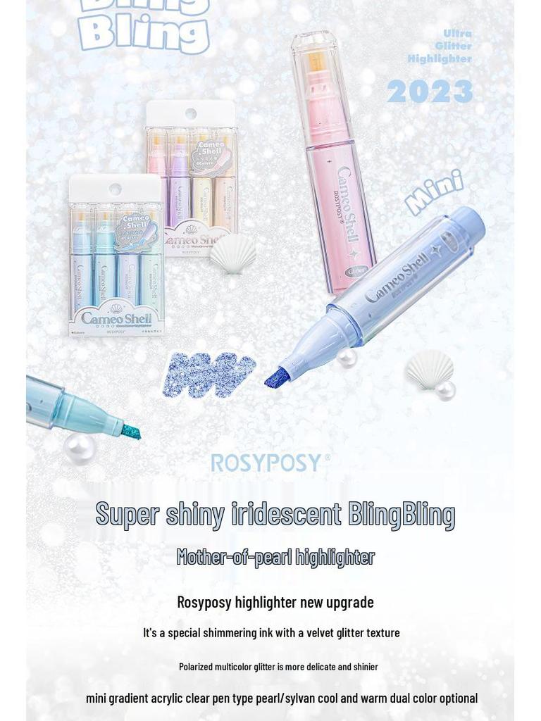 Ручка-хайлайтер RosyPosy Bling Heart Fluorescent для ведения дневника