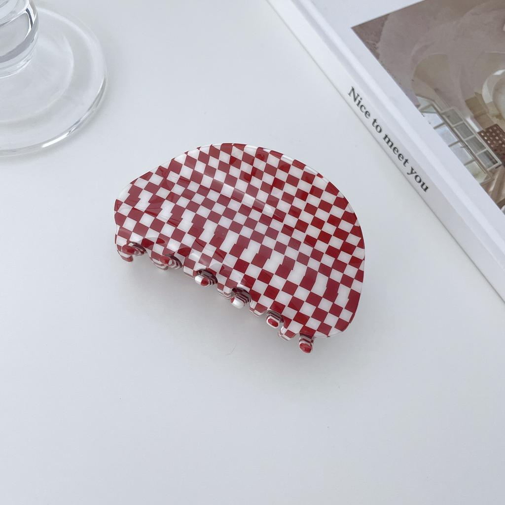 Red Eyecatching And White Plaid Hair Claws For Women Handmade Quality Pvc Stylish Accessories Hair