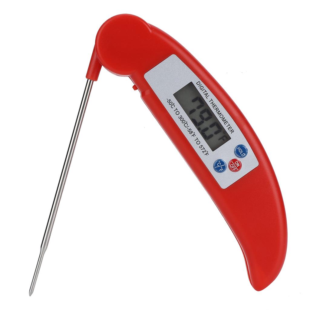 Red Folding Food Thermometer Portable HighAccuracy LCD Digital Cooking Temperature Meter