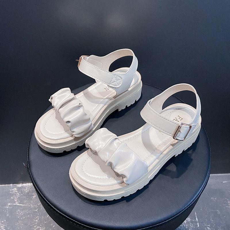 Сандалии женские летние удобные верхняя одежда из мягкой кожи Нескользящая универсальная женская обувь на плоской подошве Простая повседневная римская обувь