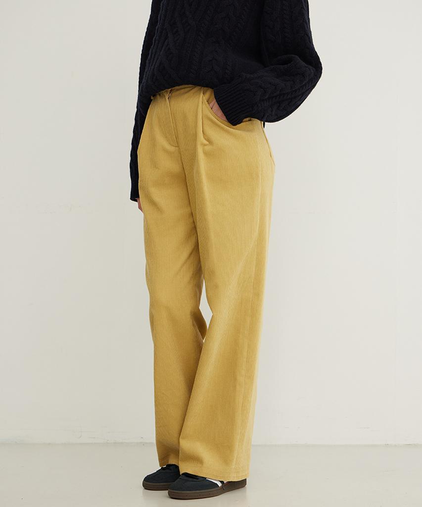 STEP AROUND Corduroy Flap Detail Wide Pants_Mustard