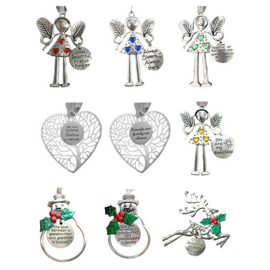 Christmas Tree Alloy Hanging Decoration Girl Love Heart Snowman Reindeer Shape Hanging Ornament Friends