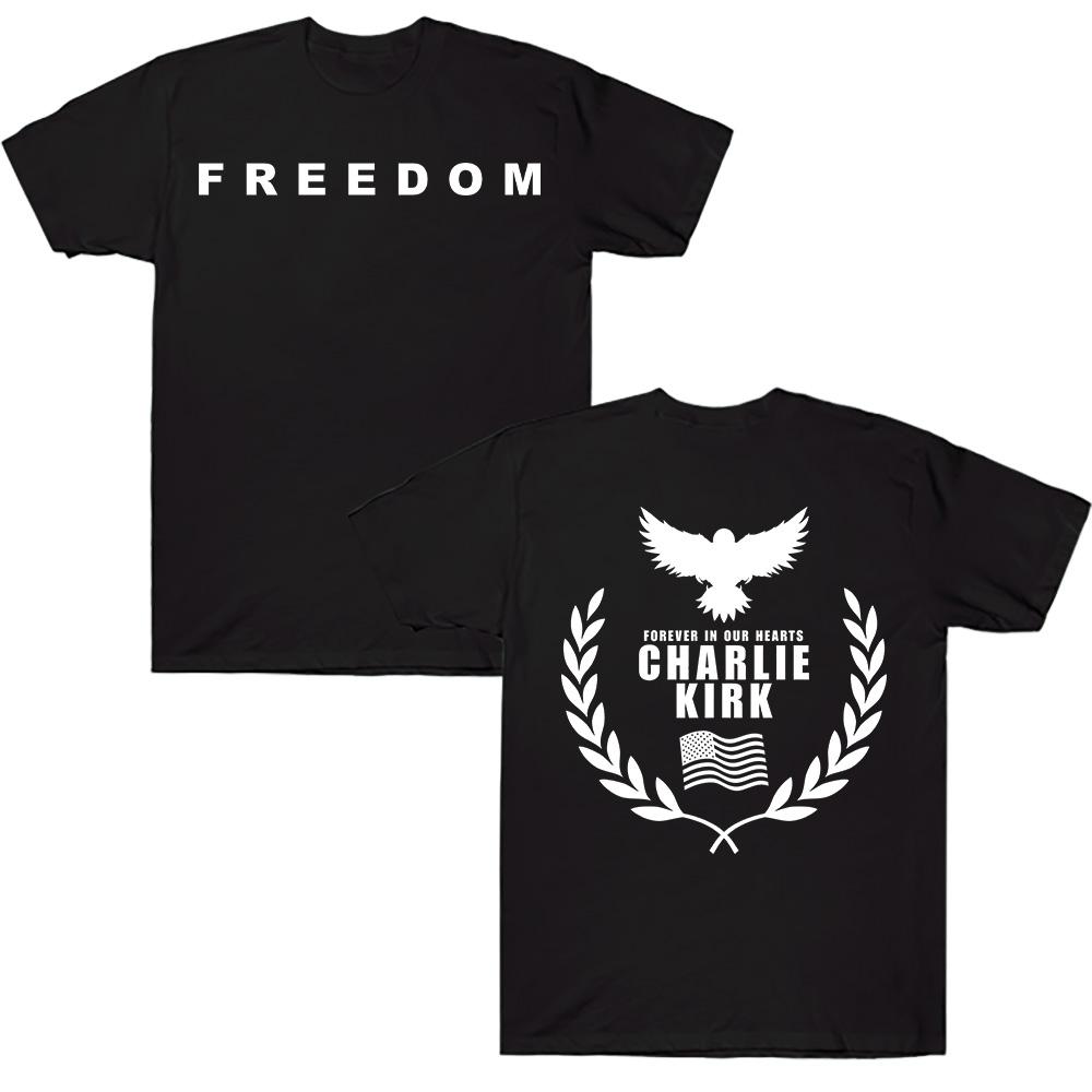 Charlie Kirk Freedom Commemorate T-shirts Harajuku Graphic Cotton T Shirts Streetwear Tribute Memorial American Hero Tees Unisex