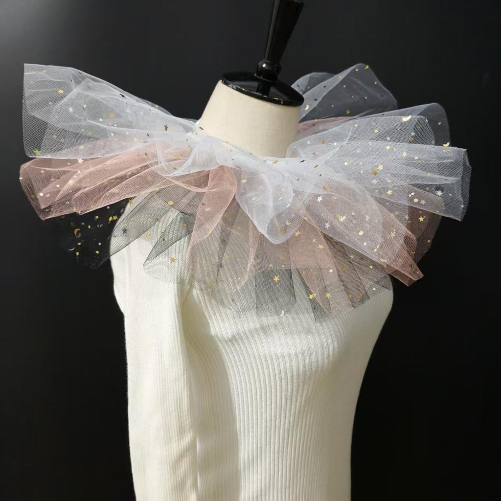 Идеальное сочетание Хэллоуин Сетчатый Стенд Поддельные Воротники Женские Плиссированные Оборки Ложные Воротники Рубашка Платье Свадебная Вечеринка Шарф-Воротник Шарф на Шею