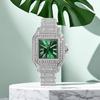 Винтажные Женские Часы с Римскими Цифрами Золотые Iced Out Квадратные Кварцевые Наручные Часы с Бриллиантами Водонепроницаемые Светящиеся Роскошные Часы для Женщин