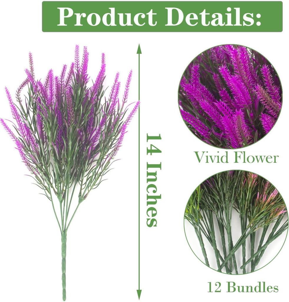 Искусственные цветы лаванды - 7-лучевые свадебные и домашние декоративные пластиковые цветы для помещений