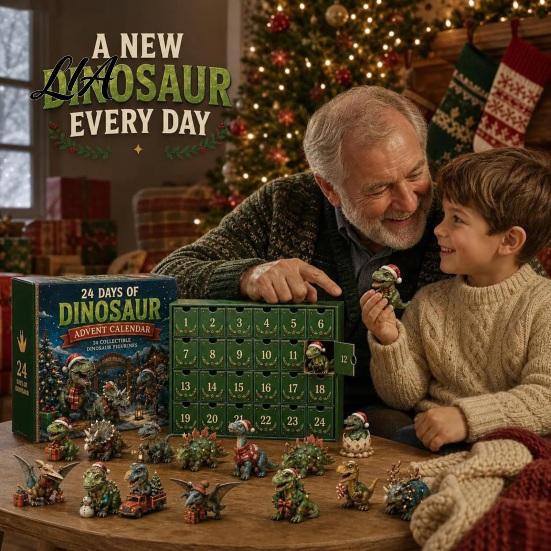 Creative Advent Calendar for Kids Dinosaur Calendar, 24Pcs Acrylic Ornament Set with Cute Educational Animal Figures Dino Figures, Christmas Countdown