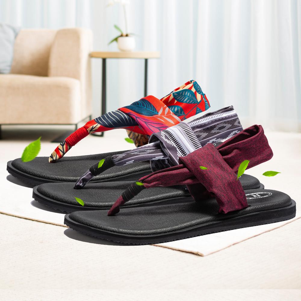 Женские сандалии для йоги Брендовые летние сандалии Ретро-обувь Женские эластичные ремешки Удобные балетки Пляжная обувь Женские шлепанцы Большой размер 40