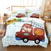 Комплект постельного белья с 3D-треком, мультяшный инженерный автомобиль, пуховый пододеяльник с принтом, 2/3 шт. DE135 * 200, полноразмерное украшение для детской комнаты
