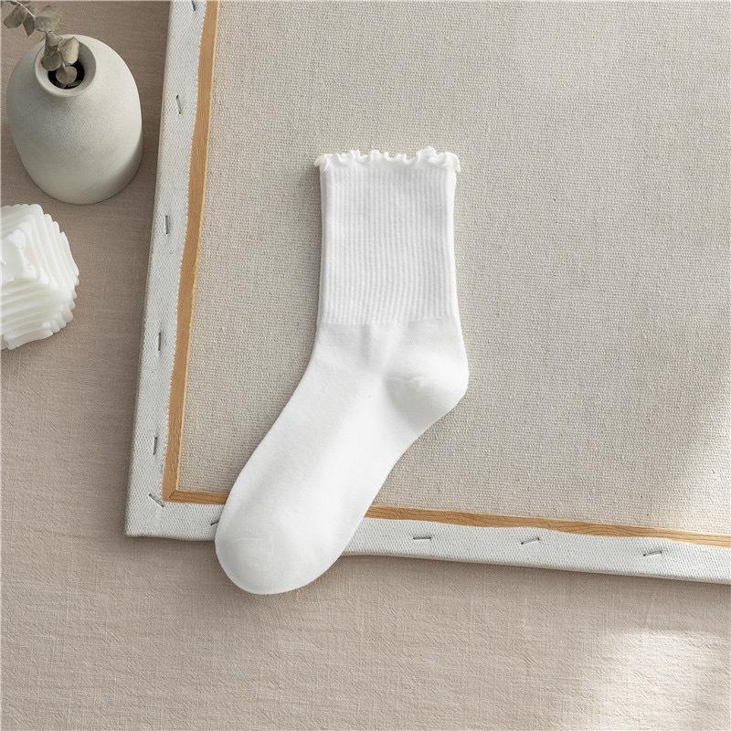 5 Pairs of Women's Summer Thin Style In The Tube Wooden Ear Side Socks