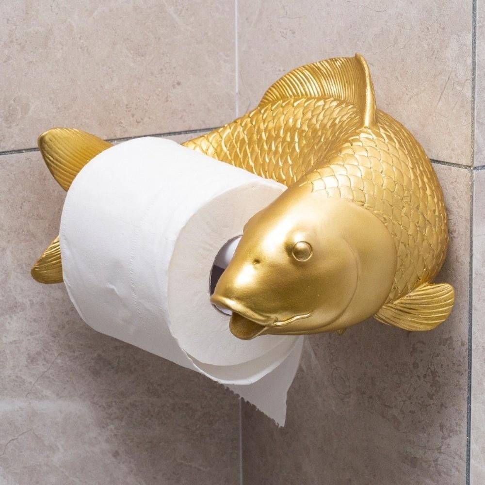 Golden Carp Toilet Paper Roll Holder Waterproof Plastic Tissue Paper Shelf Household
