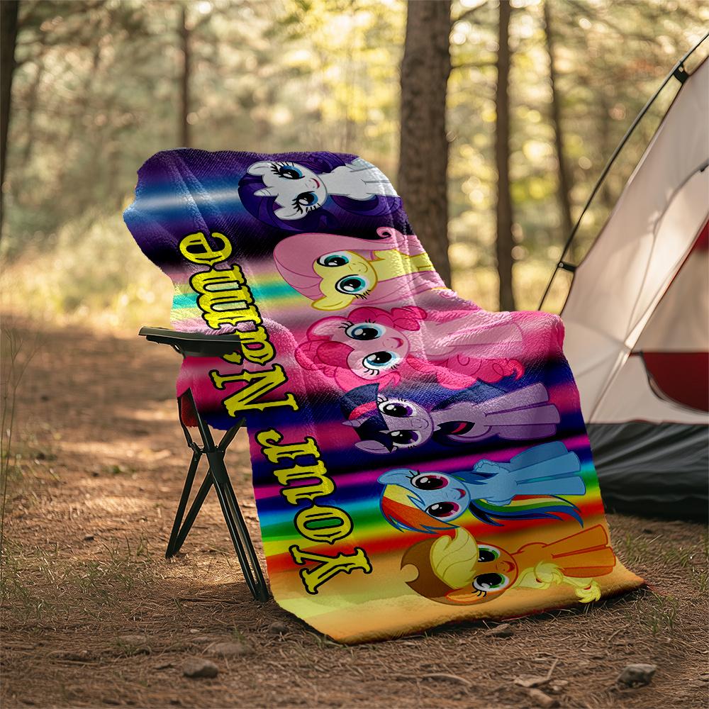 My Little Pony Friends Gathering In Harmony Together Personalized Name Outdoor Blanket Comfortable Suitable For Picnicsoutdoor Travelcampingoffice Use