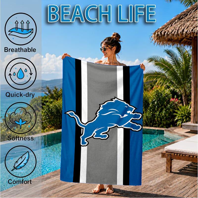 Detroit Team Spirit Beach Towel, Microfiber Beach Towel, Perfect For Pool, Beach, Travel, Home Decor Beach Party Fan gifts
