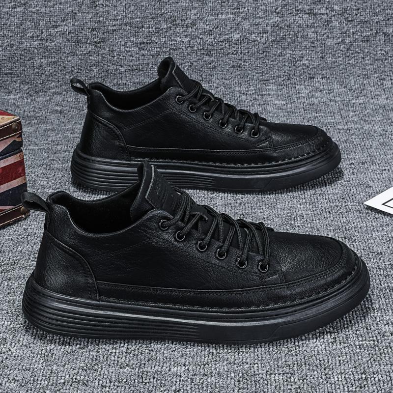 Летнее новое деловое платье Британский повседневный спортивный board shoes черные кожаные туфли