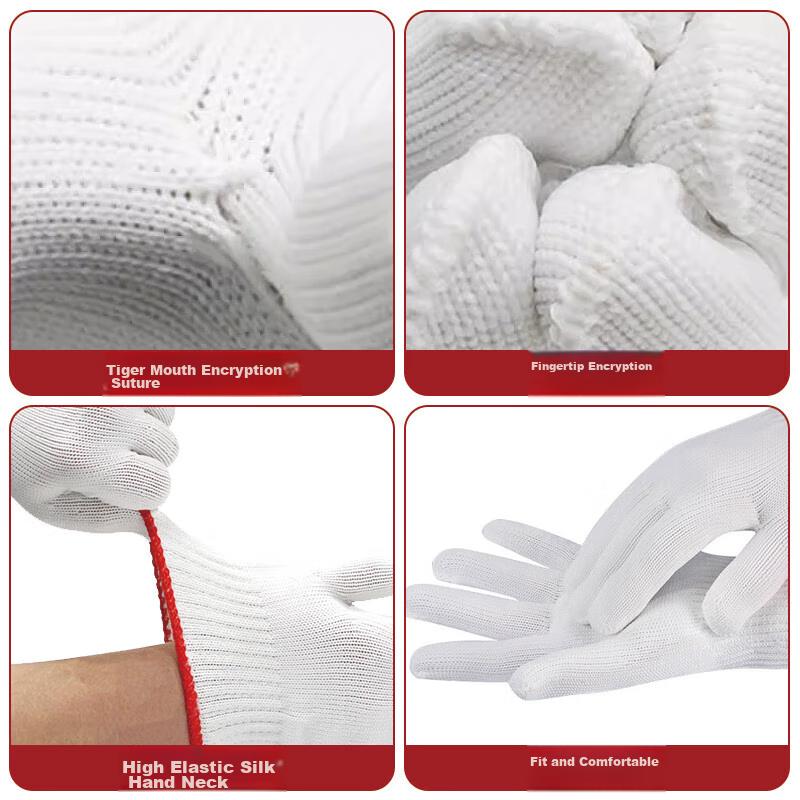 Cotton Work Gloves, Thickened Non-Slip Wear-Resistant Construction Site Work Car Repair Industrial Protection Red Edge Nylon 60 Pairs