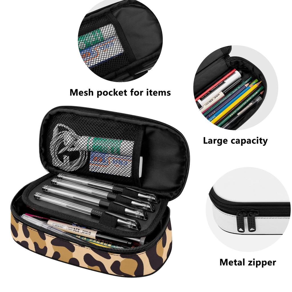 Pen Case Easy Open Zipper Large Capacity 300D Polyester with Main Pocket Mesh Layer and Removable Pen Divider for Students
