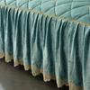 Luxury Solid Color Crystal Velvet Quilted Bedspread King Queen Size Lace Soft Coral Fleece Bed Skirt Not Including Pillowcase
