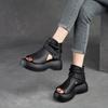 Women Summer Sandals Roman High Heels Shoe Ladies Vintage Genuine Leather Thick Bottom Sandalias  Feminino Footwear