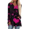 Женский модный повседневный топ с длинными рукавами, принтом ко Дню святого Валентина и V-образным вырезом средней длины
