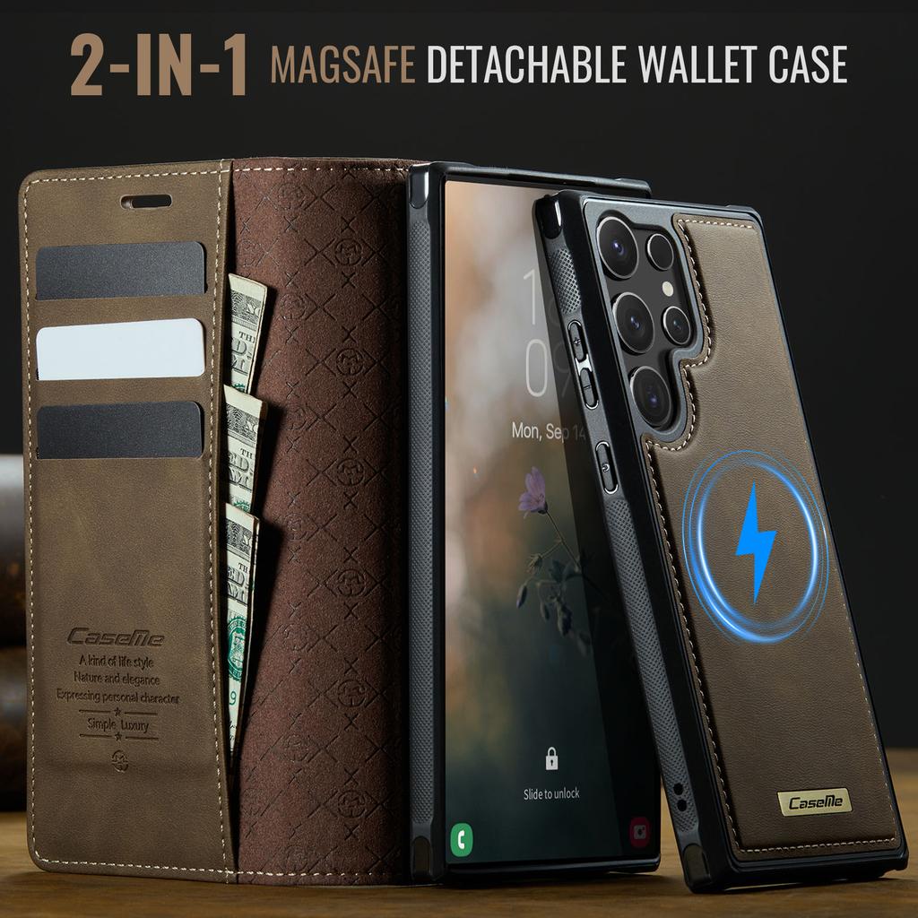 For Samsung Galaxy S26 Ultra Magnetic Case CASEME C49 RFID Blocking Detachable Wallet Leather Phone Cover