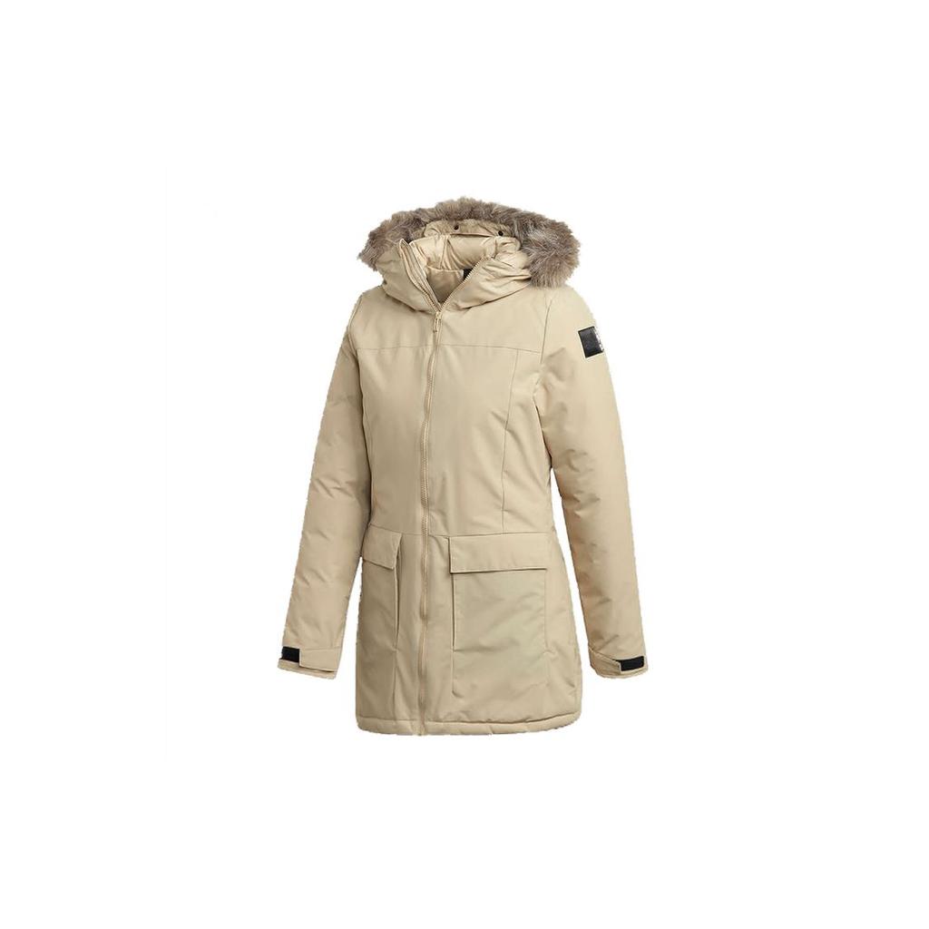 Adidas Xploric теплое однотонное хлопковое пальто средней длины женские пальто цвета хаки GE7790