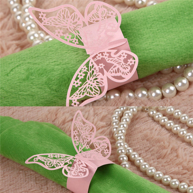 50 шт., кольцо для салфеток с бабочкой, держатель для бумаги, настольная вечеринка, свадебные сувениры, банкет