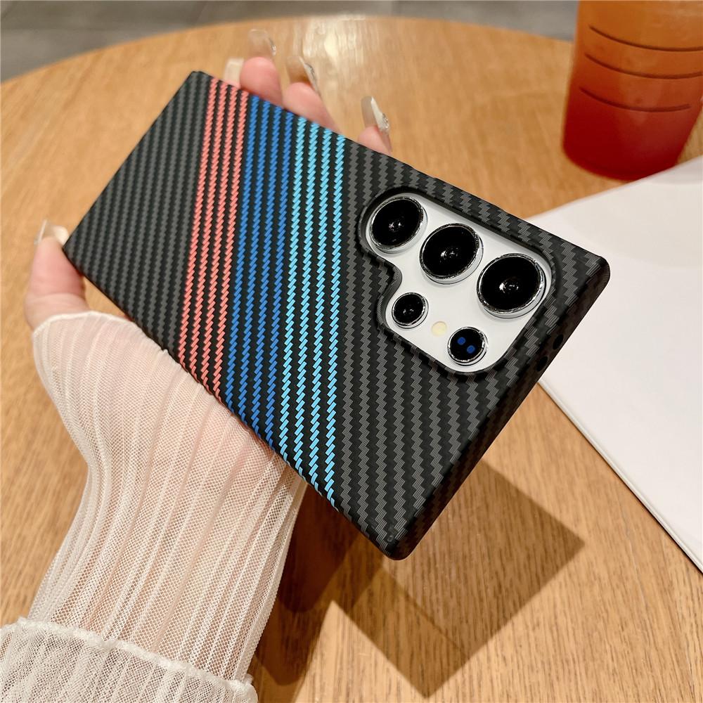 Ultra Thin Carbon Fiber Texture Armor Magnetic For Magsafe Case For For Samsung S25 S24 S23 S22 Note 20 Ultra 10 Plus Hard PC Cover