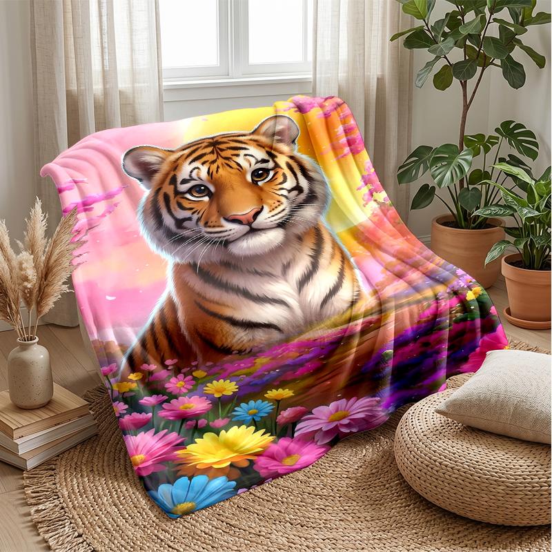 Tiger Spirit in Water Theme blanket Lightweight Warm Flannel Blanket Decorative Throw Blanket for Home Decoration