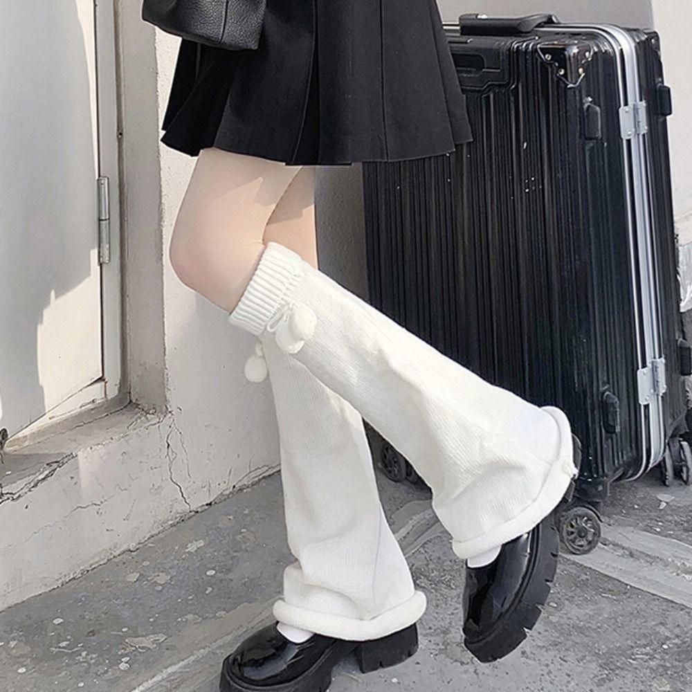 Плюшевые шарики гетры женские с бантиком Лолита гетры модные вязаные гетры для девочек