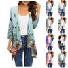 Women's Gradient Print Irregular Three-quarter Sleeve Cardigan With Pocket Jacket