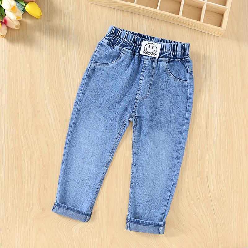 Джинсы прямые для девочек и мальчиков Весна/Осень 2025 - Выстиранный стиль для детей среднего и большого возраста