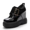 Fashion 11cm Genuine Leather Fashion Walking Height Increasing Loafers Ladies Casual Platform Wedge Women Slip On Student Shoes Slippers