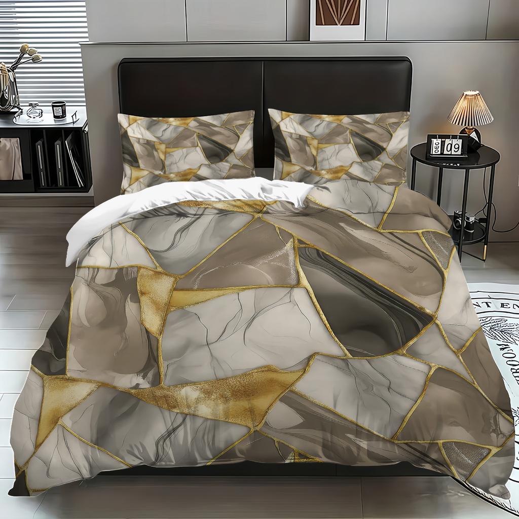 3 предмета Комплект постельного белья с принтом под мрамор без наполнителя Спальня Гостиная Общежитие Разные размеры Машинная стирка