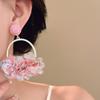 Colorful Fabric Flower Eardrop Sweet Exaggerated Earrings Fashion Mesh Flower Earrings  Women