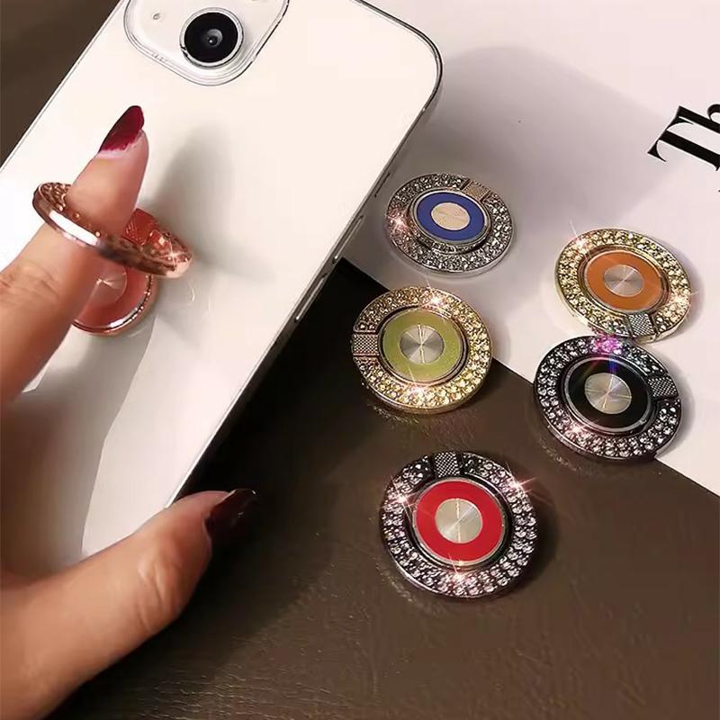 Cell Phone Ring Holder Kickstand Round Metal Rhinestones Finger Grip Loop