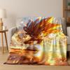 Classic S-Sonic Game Cartoon Hedgehog Flannel Blanket Soft Warm Throw Blanket for Bed Bedroom Room Living Room Travel Picnic Kid