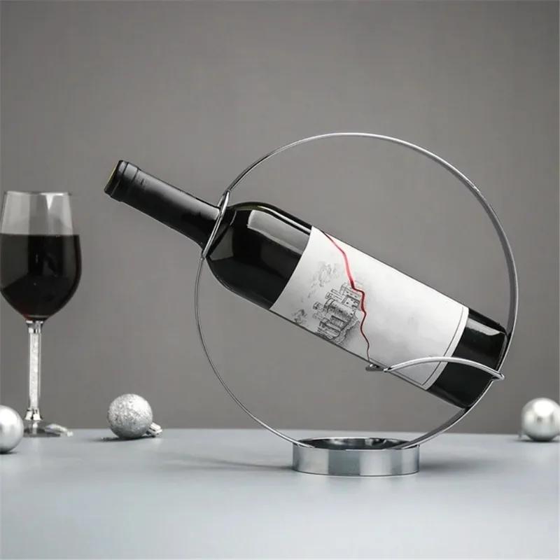 Nrodic Retro Circular Wine Rack Metal Wine Display Rack Bar Chic Champagne Rack Desktop Decoration Accessories