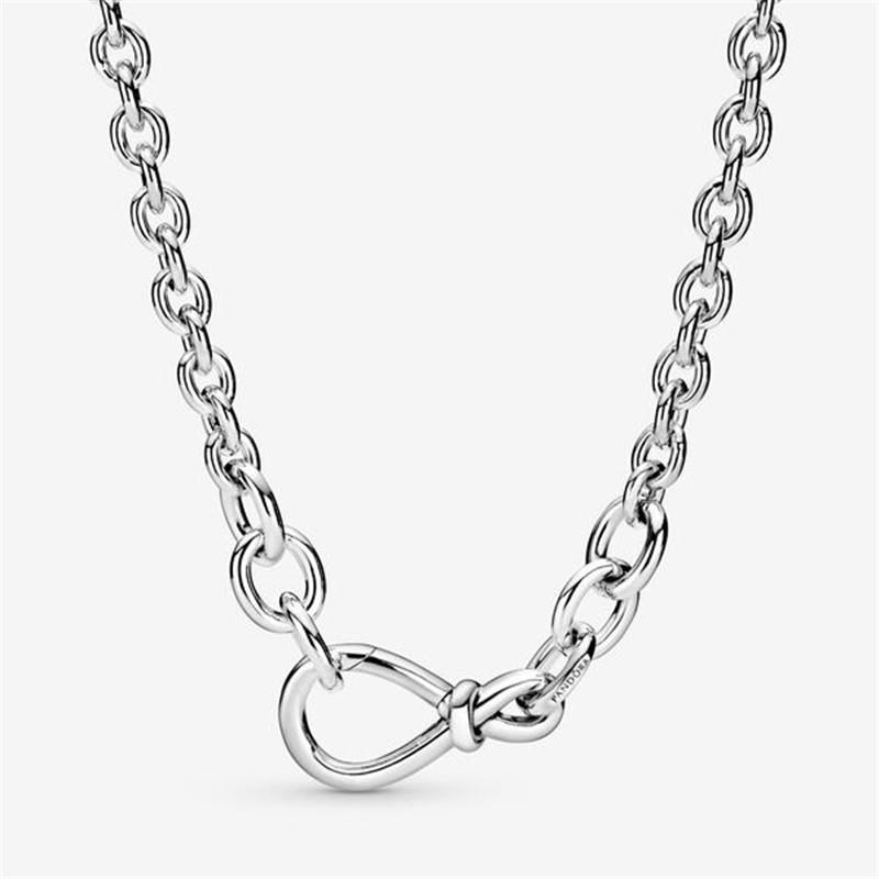 2022 Original 925 Sterling Silver Necklace Fit Original Charm Fashion Infinity Knot 50CM for Women Jewelry Gift
